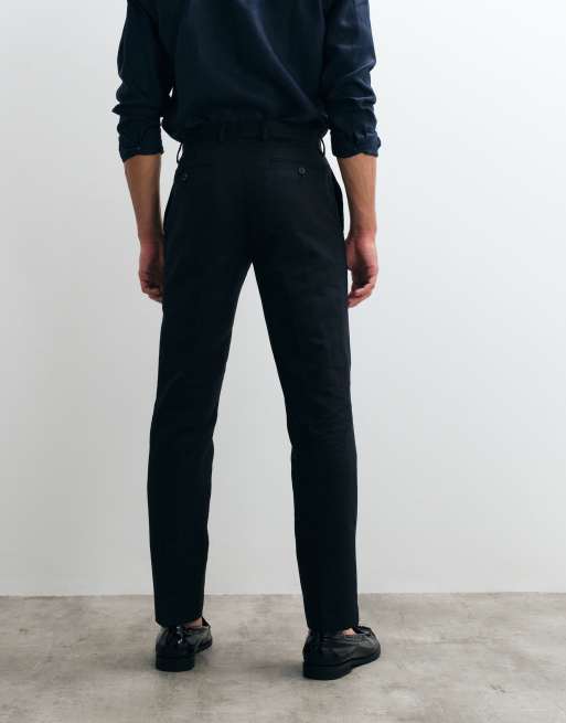 ASOS DESIGN – Elegante Hose in Schwarz mit hohem Leinenanteil und schmalem Schnitt , 5 von 5