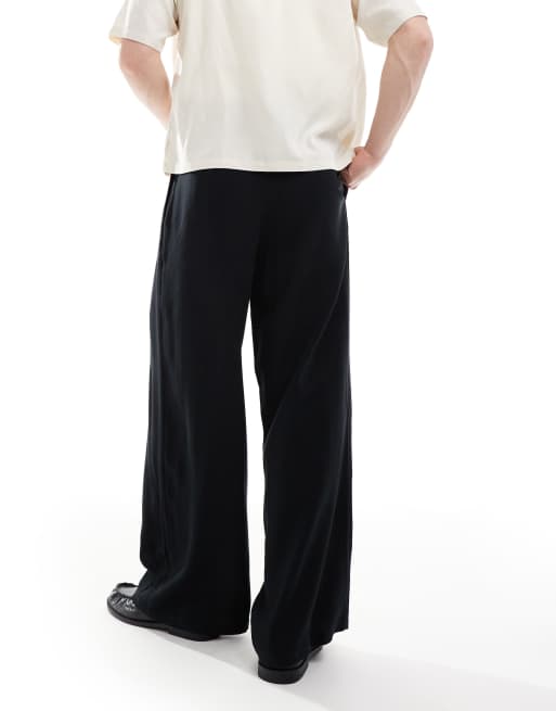 ASOS DESIGN – Elegante Hose in Schwarz mit lockerem Schnitt und breitem Bund, 5 von 5