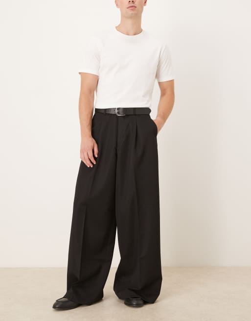 ASOS DESIGN – Elegante Hose in Schwarz mit sehr weitem Bein