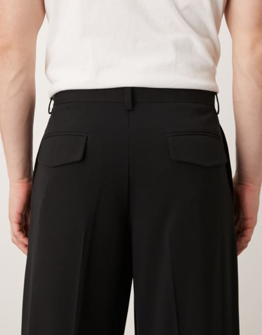 ASOS DESIGN – Elegante Hose in Schwarz mit weitem Bein und Bundfalten vorn, 5 von 5