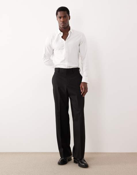 ASOS DESIGN – Elegante Hose in Schwarz mit weitem Bein und Metallic-Nadelstreifen - view 1