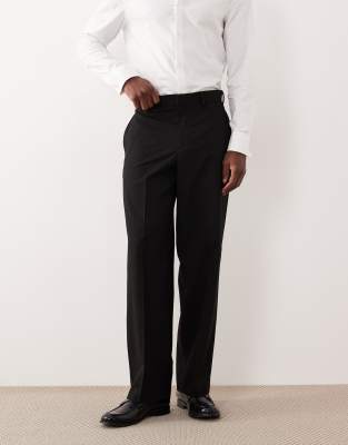 Elegante Hose in Schwarz mit weitem Bein und subtilen Metallic-Nadelstreifen-Rot Rot 48 Short