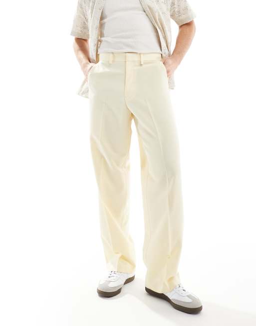 ASOS DESIGN – Elegante Hose in Staubgelb mit weitem Schnitt