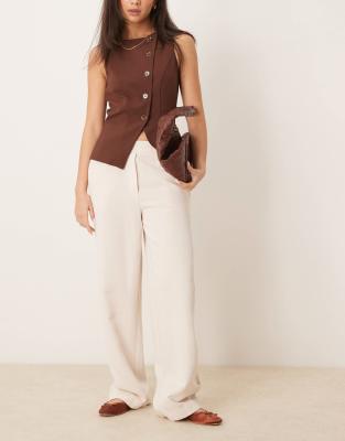 ASOS DESIGN - Elegante Hose in Steinbeige mit geradem Bein-Neutral