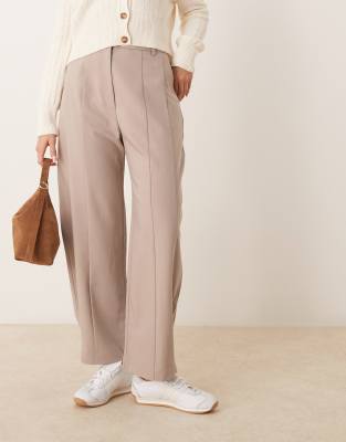 ASOS DESIGN - Elegante Hose in Steinbeige mit Laschen-Detail-Rosa