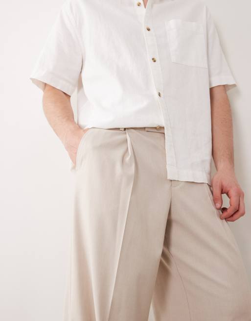 ASOS DESIGN – Elegante Hose in Steinbeige mit lockerem Bein und Bügelfalten vorne, 2 von 5