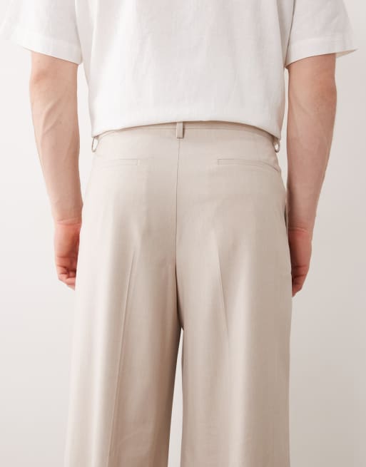ASOS DESIGN – Elegante Hose in Steinbeige mit lockerem Bein und Bügelfalten vorne, 4 von 5