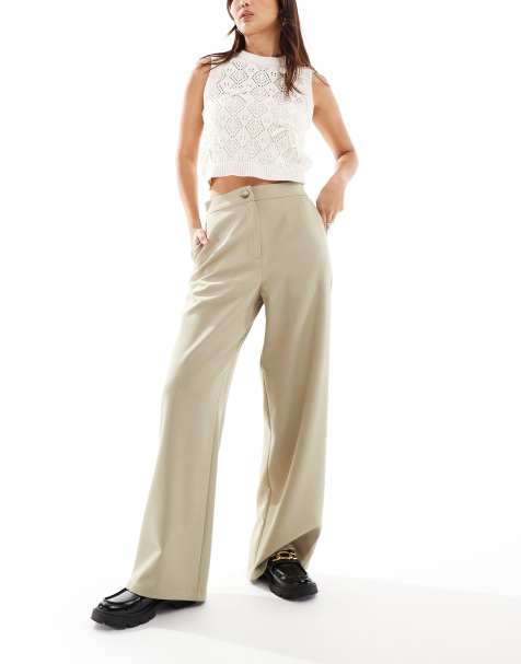 ASOS DESIGN – Elegante Hose in Steinbeige mit lockerem, geradem Schnitt - view 1