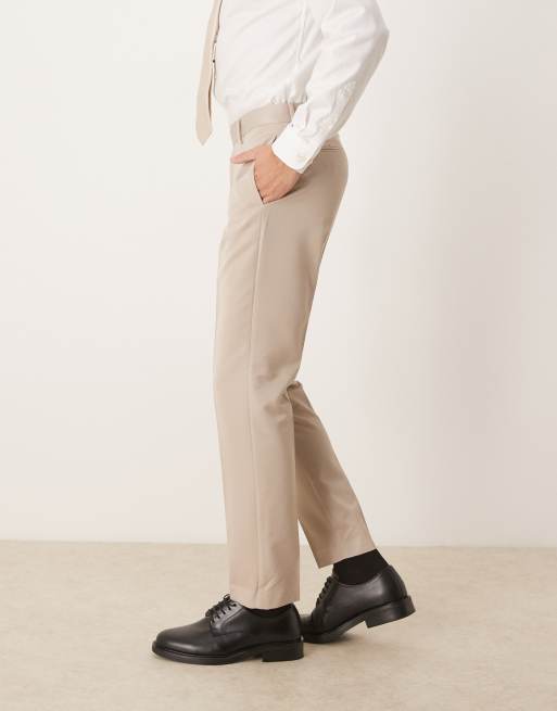 ASOS DESIGN – Elegante Hose in Steinbeige mit schmalem Schnitt, 3 von 5