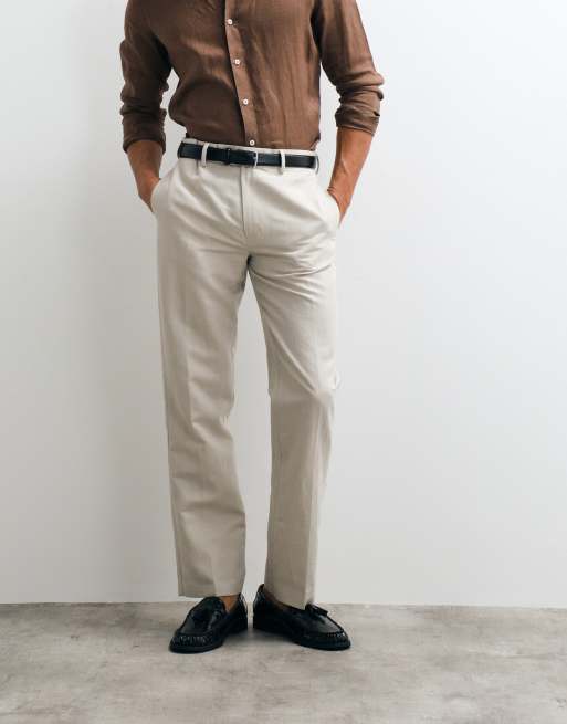 ASOS DESIGN – Elegante Hose in Steingrau mit hohem Leinenanteil und geradem Schnitt, 3 von 5