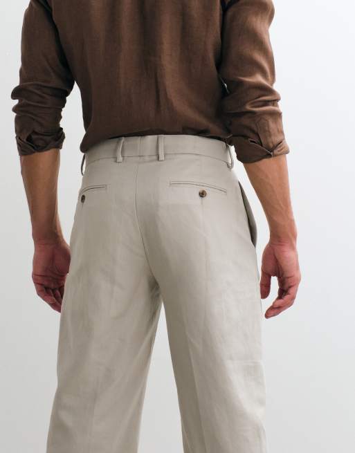 ASOS DESIGN – Elegante Hose in Steingrau mit hohem Leinenanteil und geradem Schnitt, 5 von 5