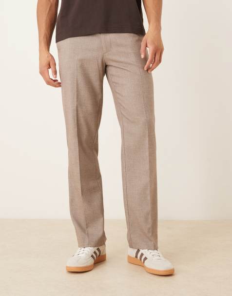 ASOS DESIGN – Elegante Hose in strukturiertem Braun mit geradem Bein - view 1