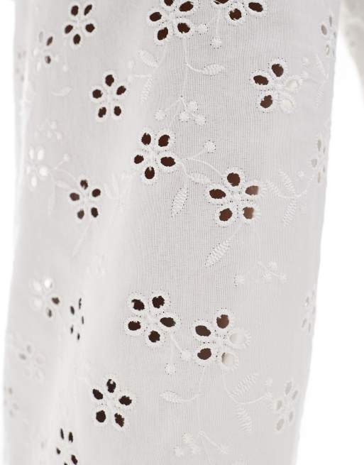 ASOS DESIGN – Elegante Hose in Weiß mit weitem Bein und Lochstickerei, 3 von 5