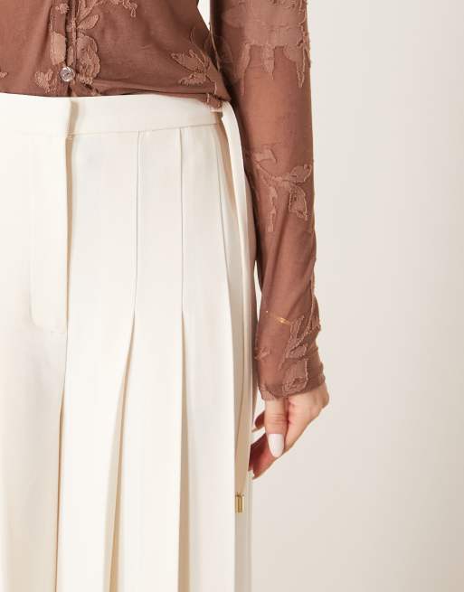 ASOS DESIGN – Elegante Hose in Wollweiß mit weitem Bein und Bundfalten, 3 von 5