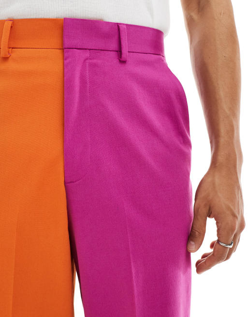 ASOS DESIGN – Elegante Hose mit Farbblock-Design in Orange und Rosa, Kombiteil, 3 von 5