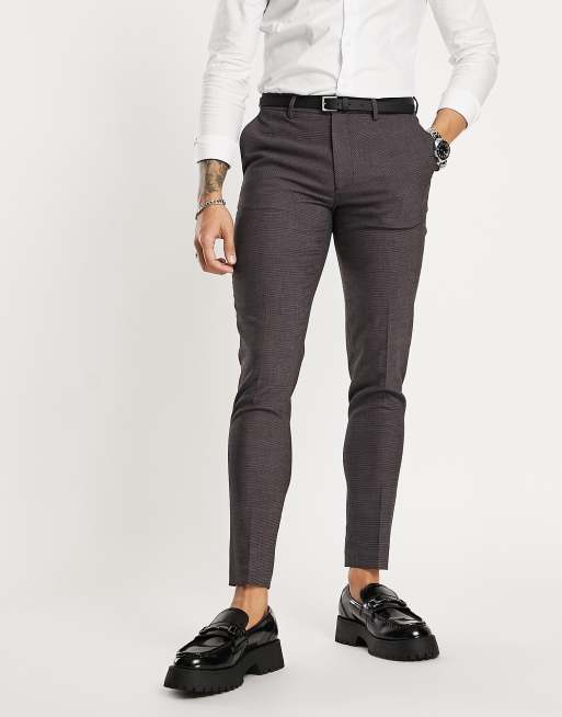 ASOS DESIGN – Elegante Hose mit Pünktchenmuster in Flieder und superengem Schnitt
