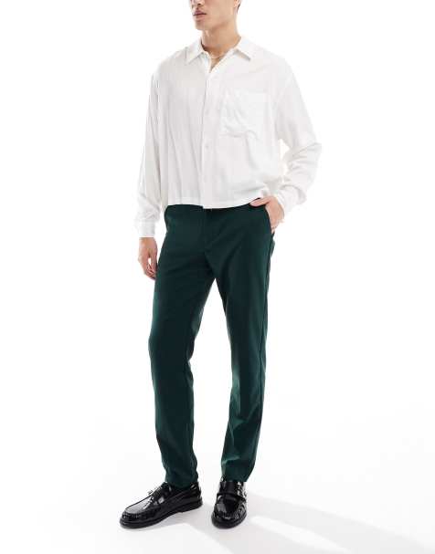 ASOS DESIGN – Elegante Hose mit schmalem Schnitt in Tannengrün - view 1