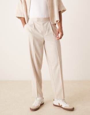 ASOS DESIGN – Elegante Hose mit weitem Bein in Stein - view 1