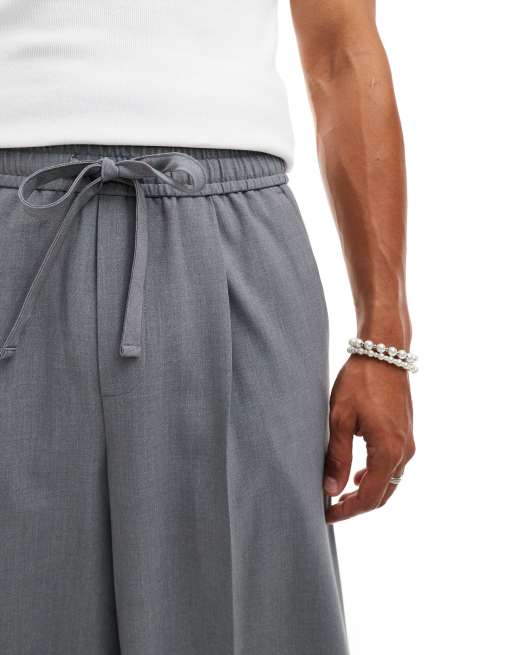 ASOS DESIGN – Elegante Hose zum Reinschlüpfen in Grau mit eingesetztem Seitenstreifen, 2 von 5