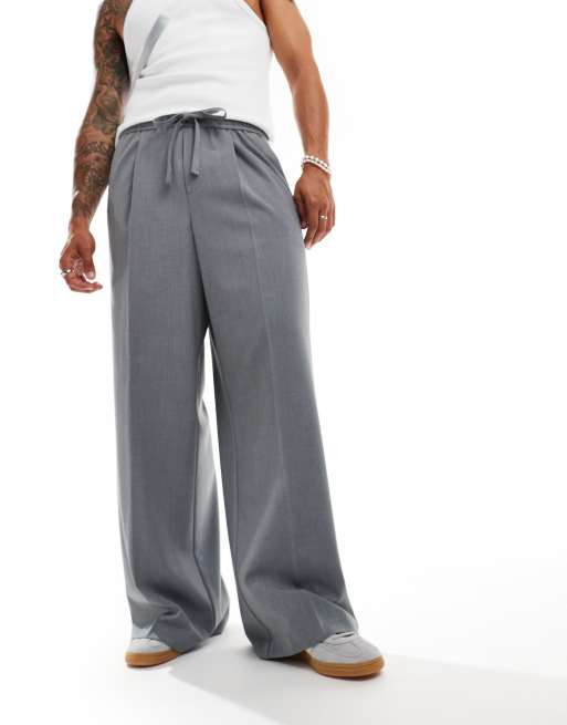 ASOS DESIGN – Elegante Hose zum Reinschlüpfen in Grau mit eingesetztem Seitenstreifen, 3 von 5