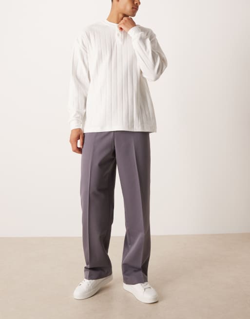 ASOS DESIGN – Elegante Hose zum Reinschlüpfen in Graulila mit weitem Bein, 2 von 5