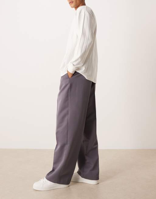 ASOS DESIGN – Elegante Hose zum Reinschlüpfen in Graulila mit weitem Bein, 3 von 5