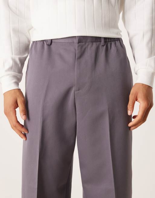ASOS DESIGN – Elegante Hose zum Reinschlüpfen in Graulila mit weitem Bein, 5 von 5