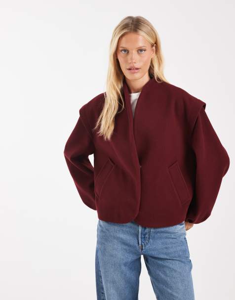 ASOS DESIGN – Elegante Jacke in kräftigem Rot mit Ballonsaum und Schulterpartie im 80er-Stil - view 1