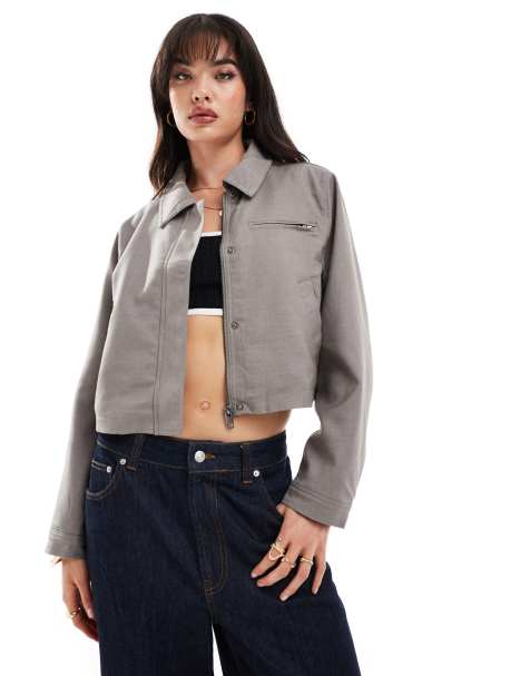 ASOS DESIGN – Elegante Jacke in Pilzbraun mit Kragen - view 1