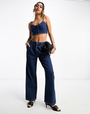 ASOS DESIGN - Elegante Jeans mit Nadelstreifen, Kombiteil-Blau