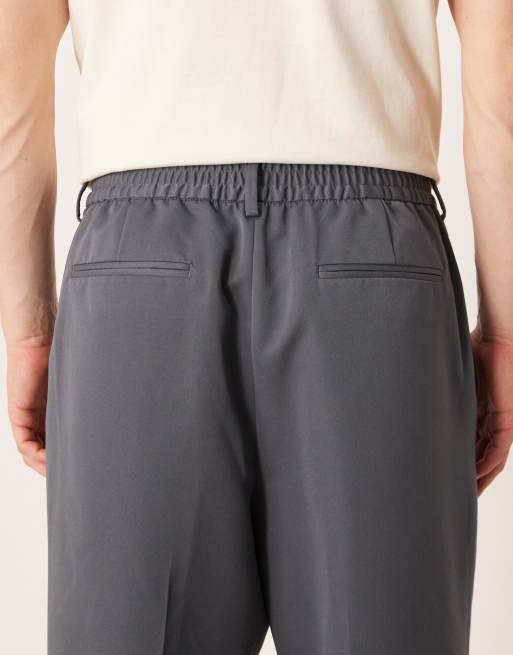 ASOS DESIGN – Elegante Jogginghose in Dunkelgrau mit weitem Bein, 5 von 5