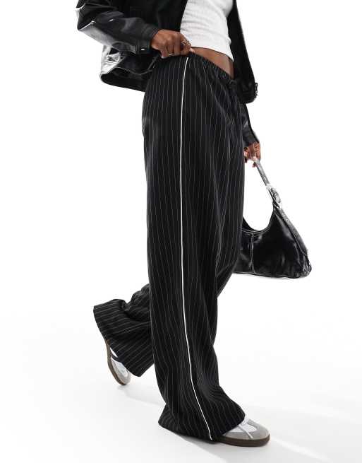 Black pinstripe joggers online