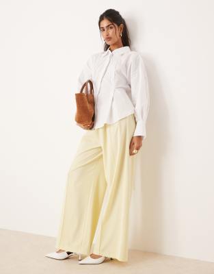 ASOS DESIGN - Elegante Jogginghose in Zitronengelb mit Zierstreifen in der Seitennaht