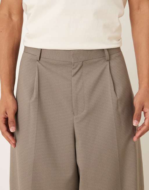 ASOS DESIGN – Elegante, karierte Hose in Steinbeige mit sehr schmal zulaufendem Bein und Bügelfalten, 5 von 5