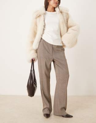 ASOS DESIGN - Elegante, karierte Hose mit schmalem, geradem Bein-Bunt