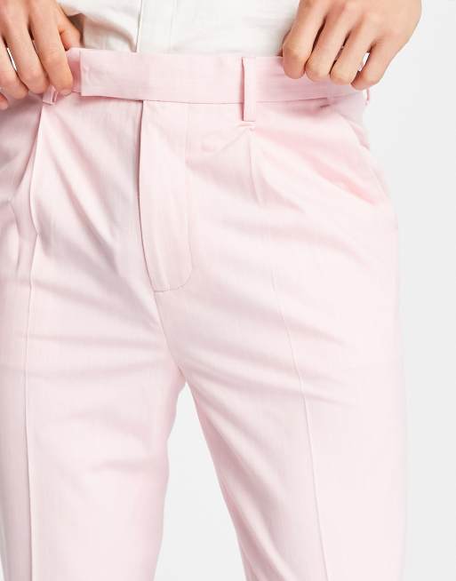 ASOS DESIGN – Elegante Karottenhose in Rosa mit Nadelstreifen, 4 von 4