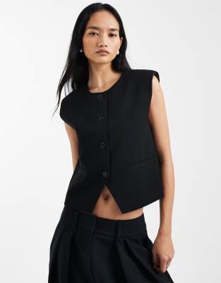 ASOS DESIGN - Elegante, kastige Weste in Schwarz