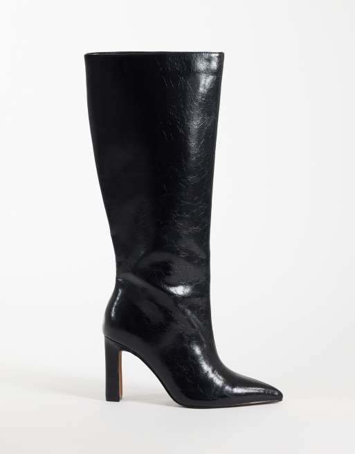 ASOS DESIGN elegante kniehohe Stiefel mit Absatz in Schwarz, 2 von 4