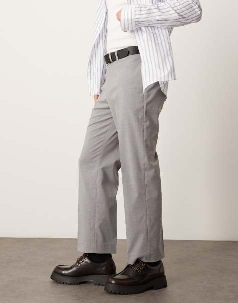 ASOS DESIGN – Elegante, kurz geschnittene Hose in Grau meliert - view 1