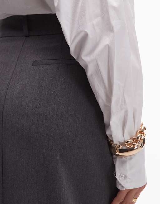 ASOS DESIGN - Elegante lange kokerrok in grijs, 3 van 5