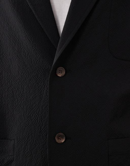 ASOS DESIGN – Elegante, lässige, kastige Jacke aus Seersucker in Schwarz, Kombiteil, 5 von 5