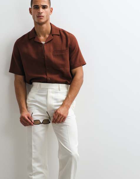 ASOS DESIGN - Elegante linnenrijke broek met rechte pijpen in wit - view 1