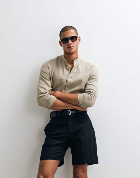ASOS DESIGN - Elegante linnenrijke normale short in zwart - view 1