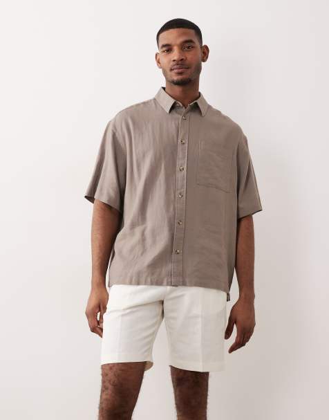 ASOS DESIGN - Elegante linnenrijke normale short met verstelbaar detail aan de zijkant in wit - view 1