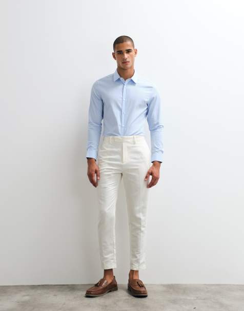 ASOS DESIGN - Elegante linnenrijke toelopende broek in wit - view 1