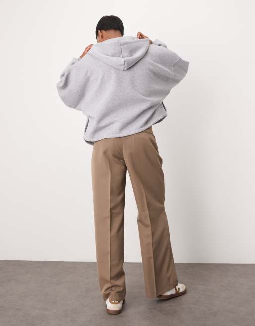 ASOS DESIGN smart loose fit pants with front pleat in brown