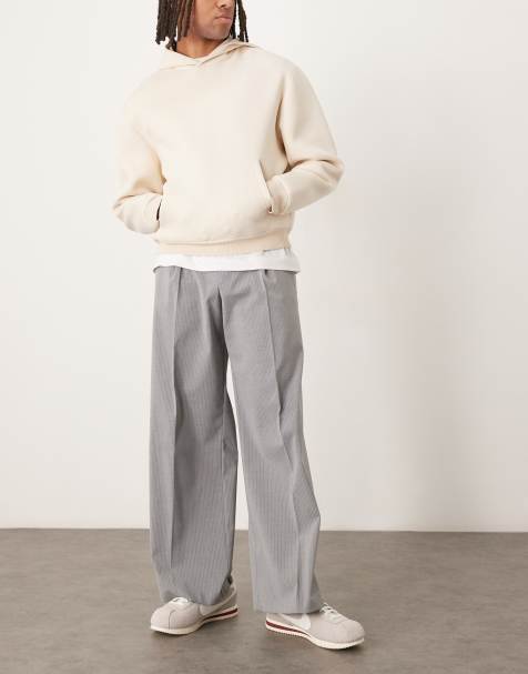 ASOS DESIGN – Elegante Loose-Fit-Hose in Grau mit Nadelstreifen und Bundfalten - view 1