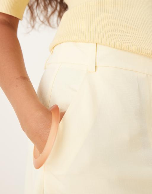 ASOS DESIGN - Elegante maxi rok van een linnenmix in botergeel, 4 van 5