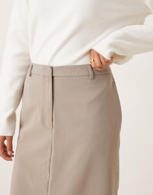 ASOS DESIGN - Elegante midi rok met jaren 90 lengte in mokka, 2 van 5