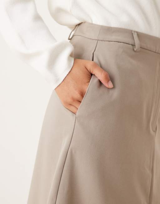 ASOS DESIGN - Elegante midi rok met jaren 90 lengte in mokka, 4 van 5